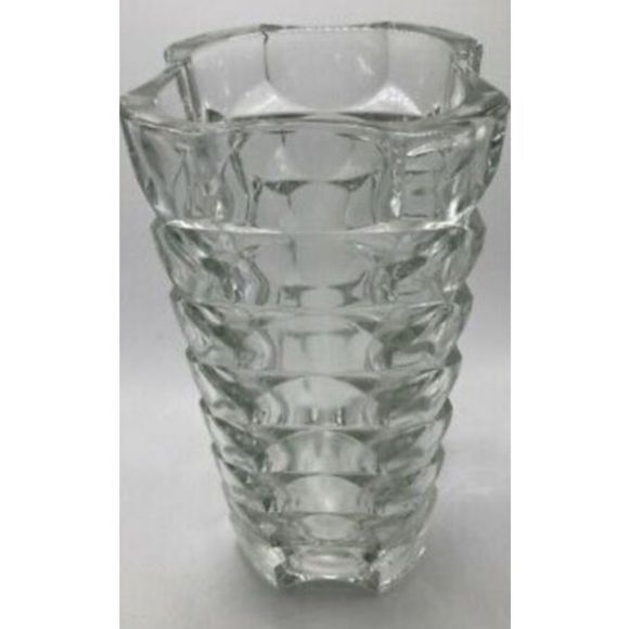 Luminarc Clear Heavy Glass Crystal Windsor Vase Mid Century Modern France 9 3/4" - Picture 1 of 12